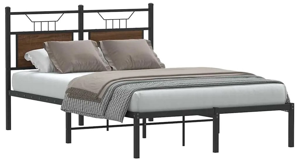 Estrutura cama s/ colchão derivados madeira carvalho castanho
