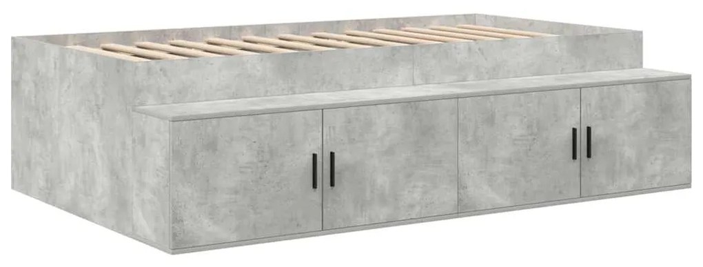 Estrutura de Cama de Armazenamento Cinza Concreto 100x200 cm