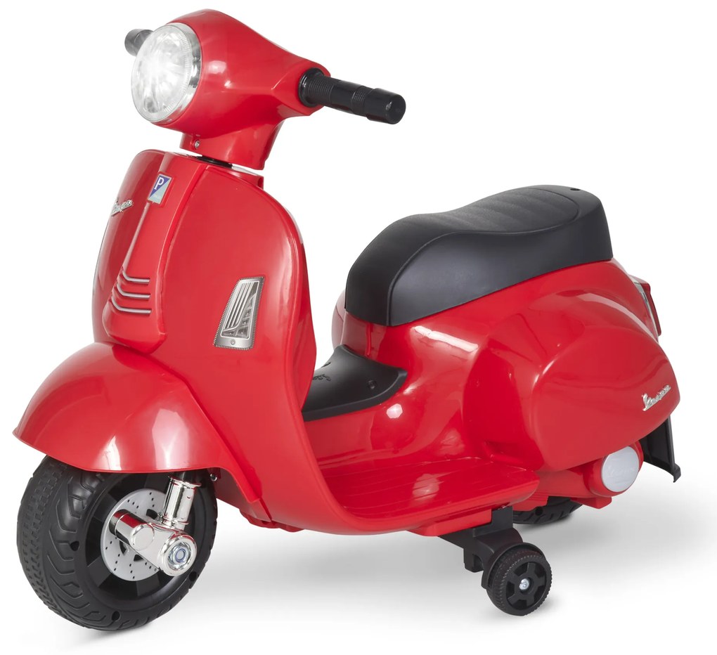 Mota elétrica 6V para crianças 1,5 a 3 anos com licença com faróis buzina e 4 rodas licenciadas 66,5x38x52 cm Vermelho