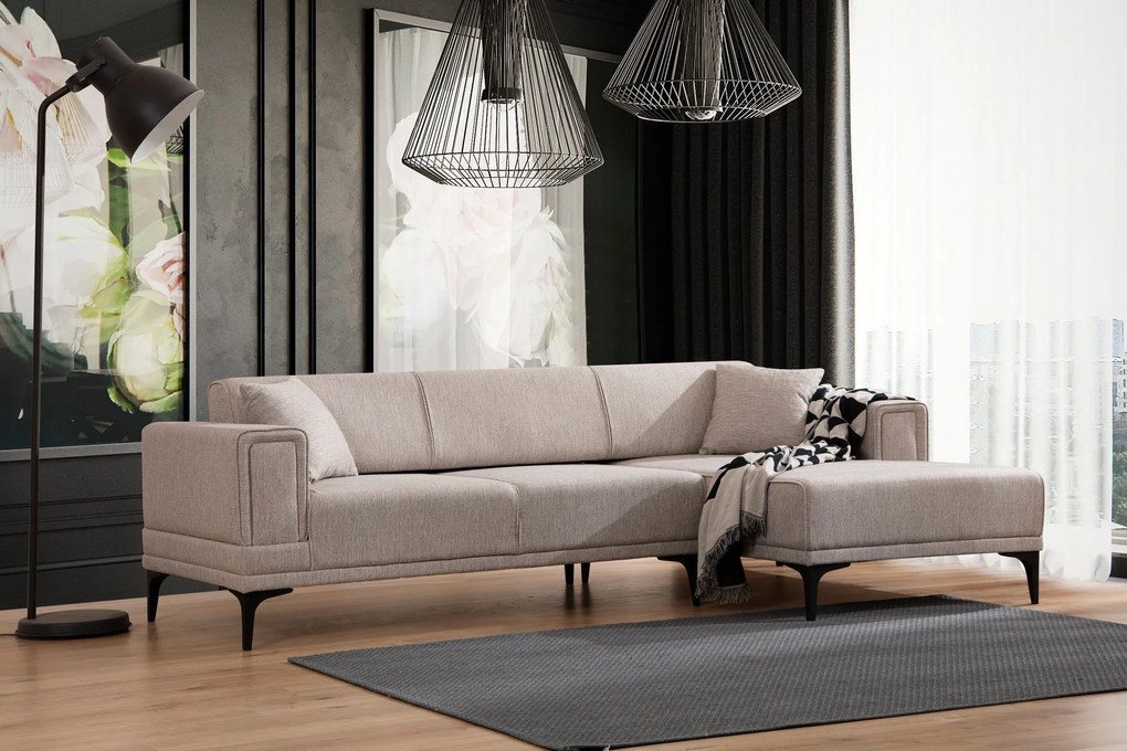 Sofá-Cama de Canto Horizon – Castanho Claro – 250x140 cm