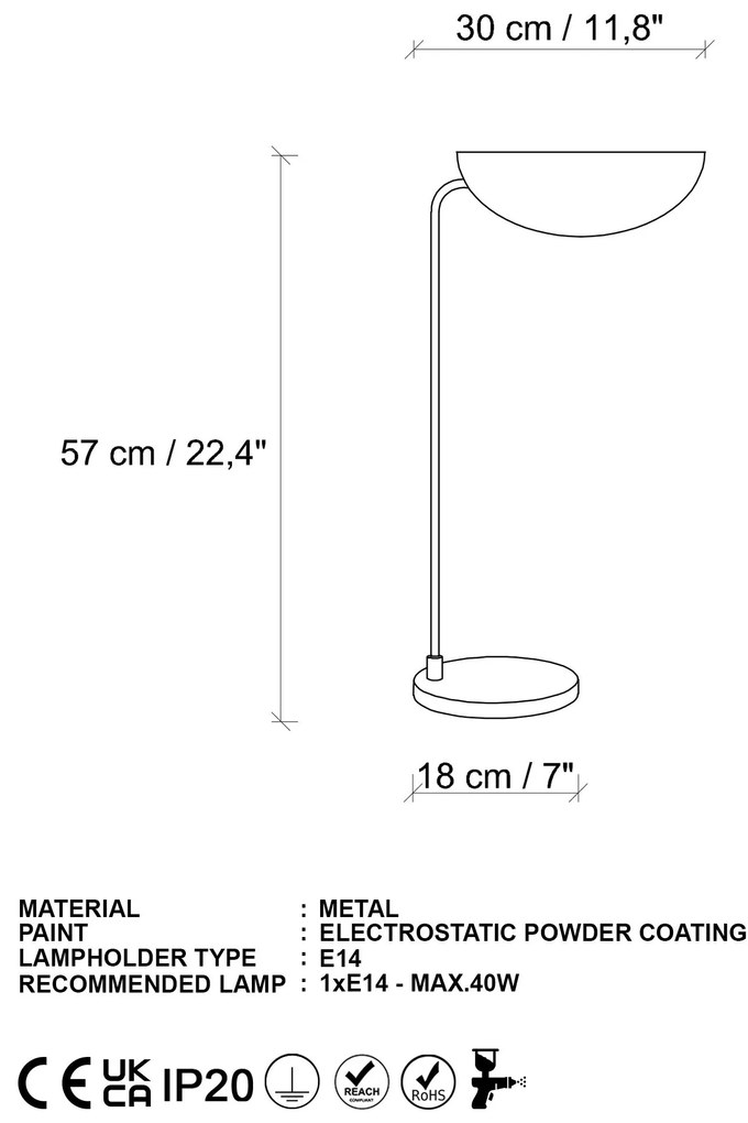 Candeeiro de Mesa Corner – Preto – 30 x 18 x 57 cm