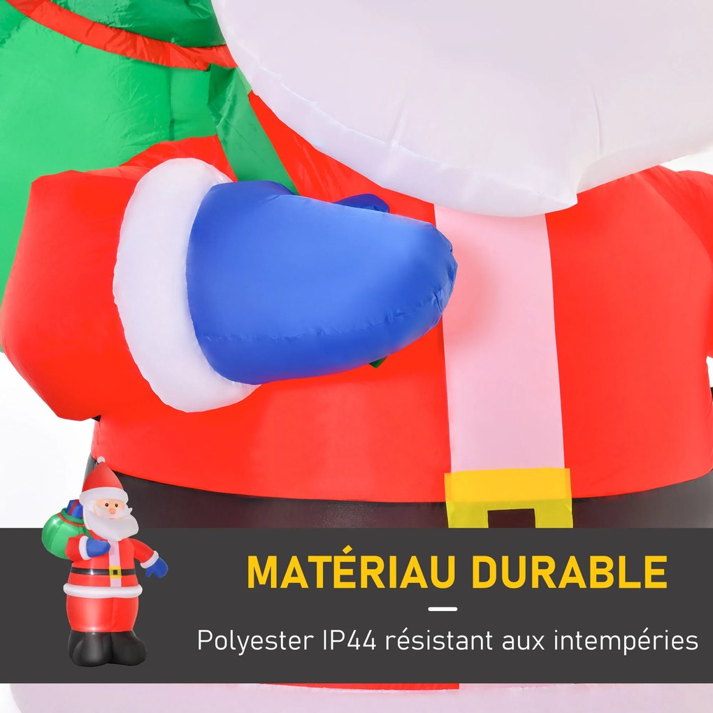 Pai Natal Insuflável, 150 x 125 x 240 cm, 4 Luzes LED Integradas, Vermelho
