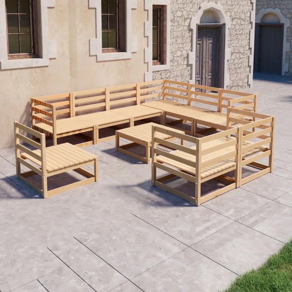 vidaXL 10 pcs conjunto lounge de jardim pinho maciço
