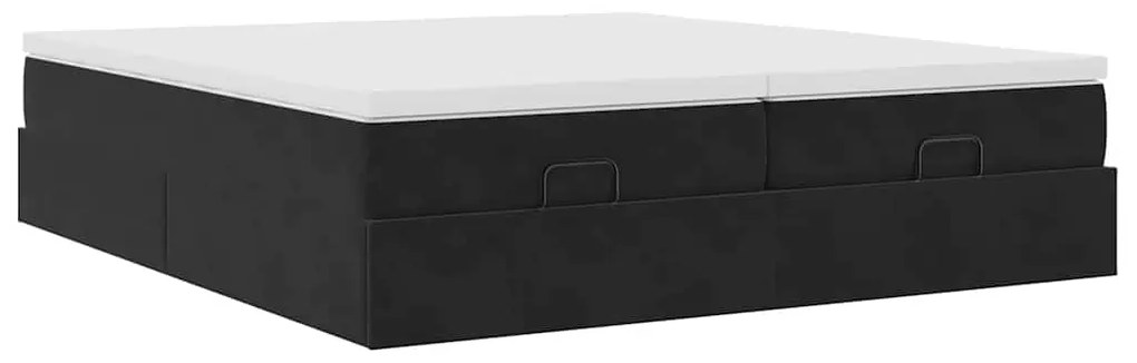 Estrutura de cama otomana com colchões 160x200 cm veludo preto