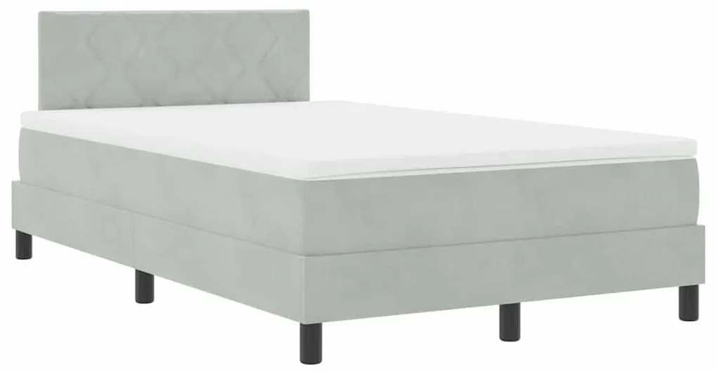 Cama Box com Colchão vidaXL Cinza Claro 120x200 cm Veludo
