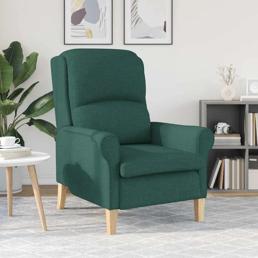 Poltrona Moderna Verde Escuro Tecido, Madeira Padrão Ergonómica