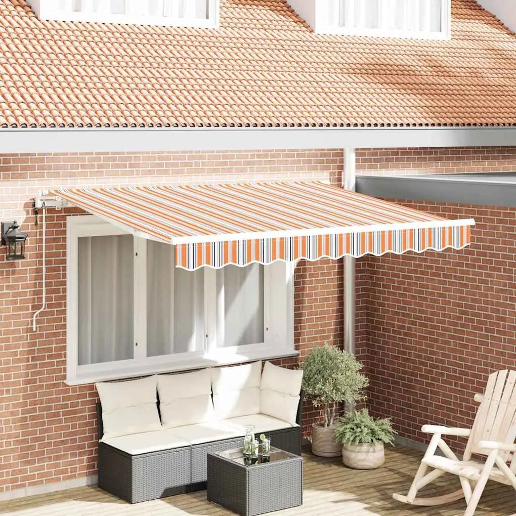 vidaXL Toldo Retrátil Amarelo e Laranja e Branco 3 x 2 m