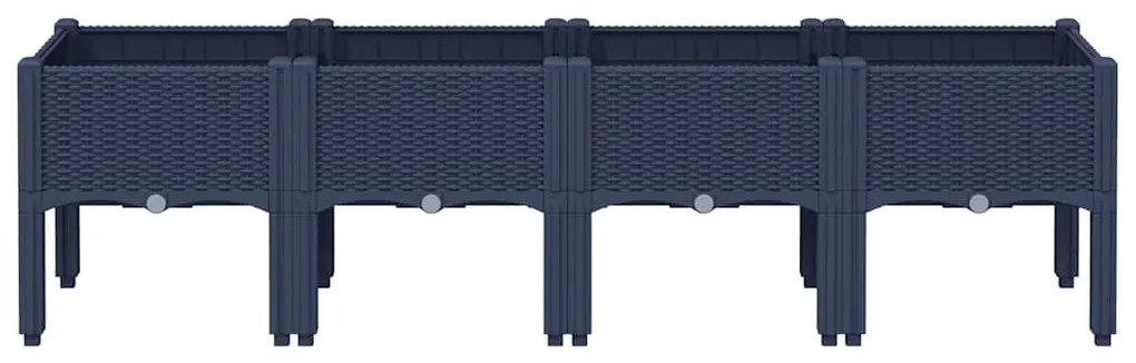 Vaso/floreira de jardim c/ pernas 160x40x42 cm PP cinzento azul