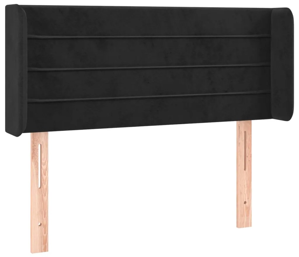 Cabeceira de cama c/ luzes LED veludo 93x16x78/88 cm preto