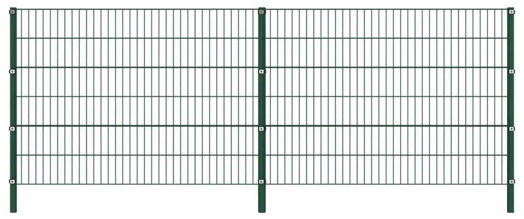 vidaXL Painel de vedação com postes ferro 3,4x1,2 m verde