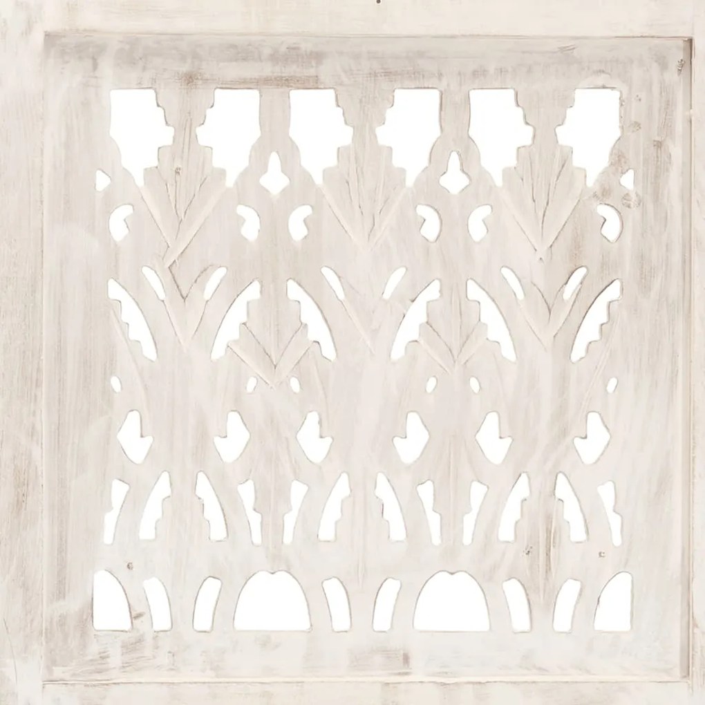 Biombo esculp. mão 5 painéis 200x165cm mangueira maciça branco