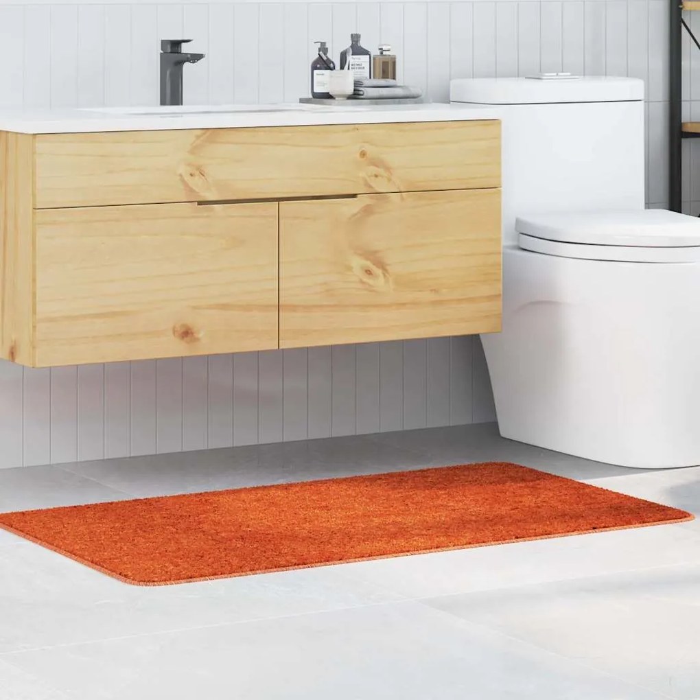 Tapete de Banho Retangular Laranja 70x120 cm Polipropileno Antiderrapante
