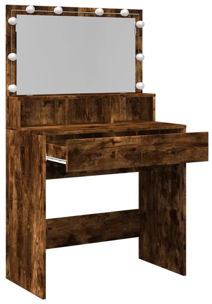 Toucador com LED 80x41x134,5 cm cor carvalho fumado