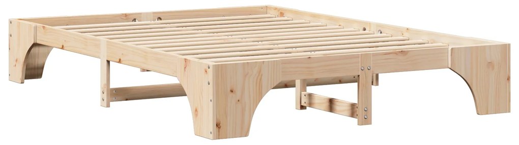 Estrutura de Cama Natural Madeira de Pinho Sólido 140 x 200 cm