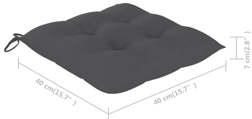 Cadeiras de jardim c/ almofadões antracite 8 pcs teca maciça