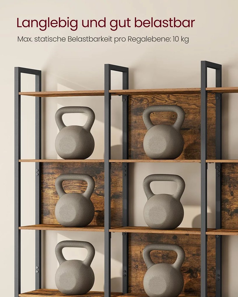 Estante com prateleiras abertas 24 x 128 x 187,1 cm Castanho vintage-preto