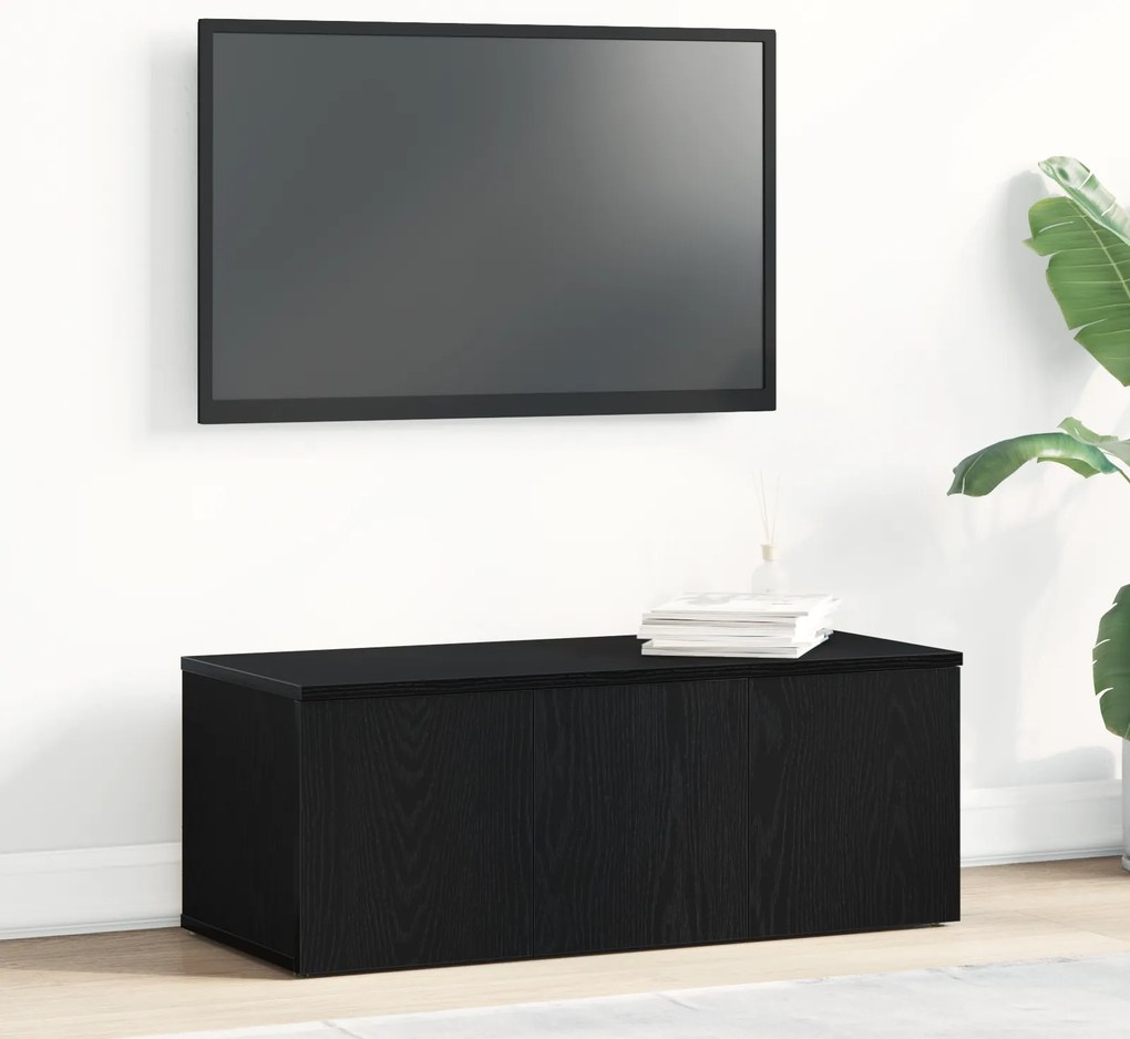 Armário para televisão vidaXL Preto Carvalho 80x34x30 cm Madeira engenheirada