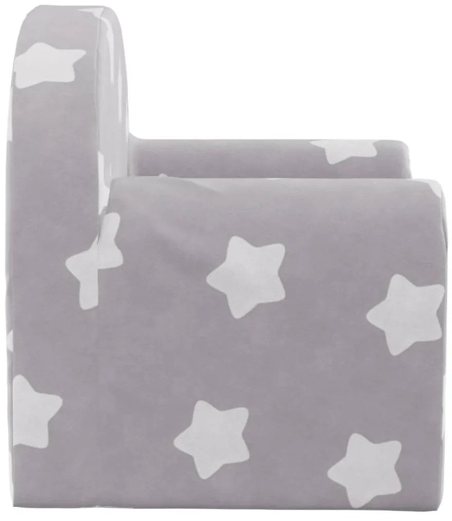 Sofá infantil c/ estrelas pelúcia macia cinzento-claro