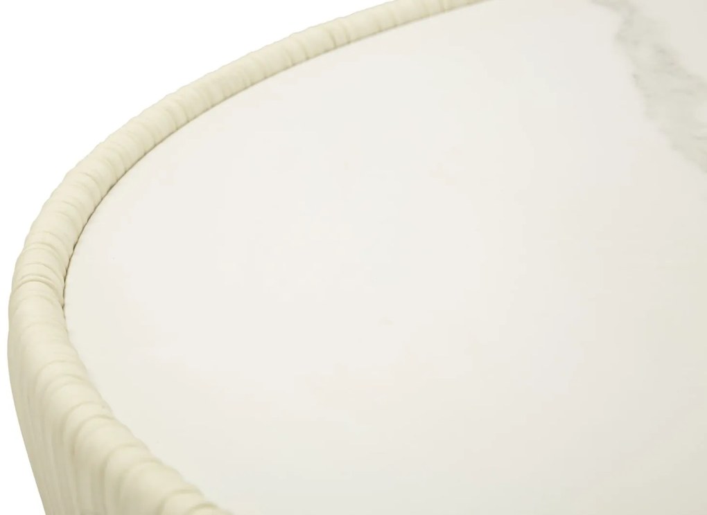 MESA DE CENTRO ELGE Ø 71X38 CM CREME, DOURADO E BRANCO