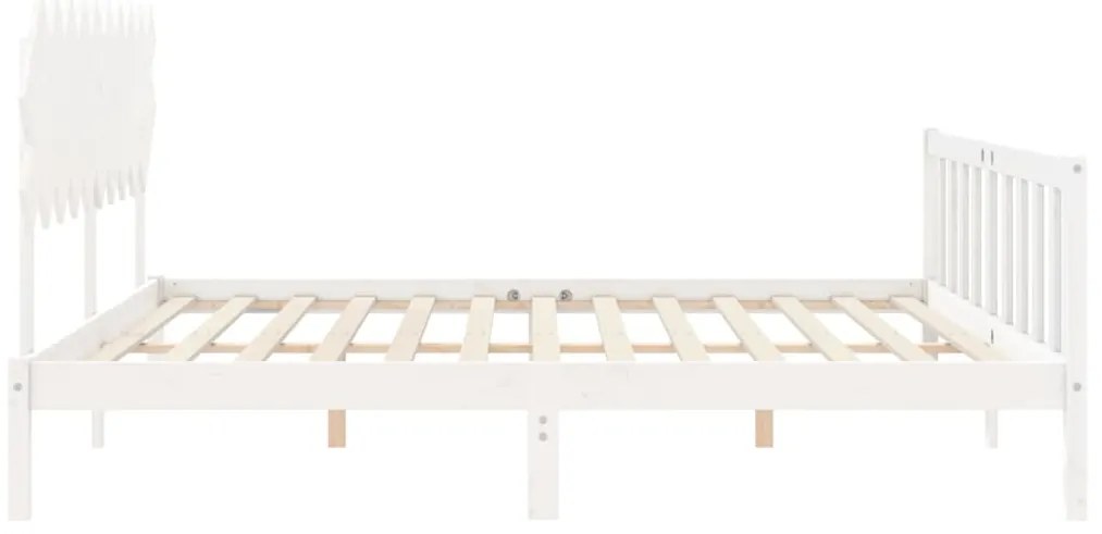 Cama sem colchão 200x200 cm madeira de pinho maciça branco