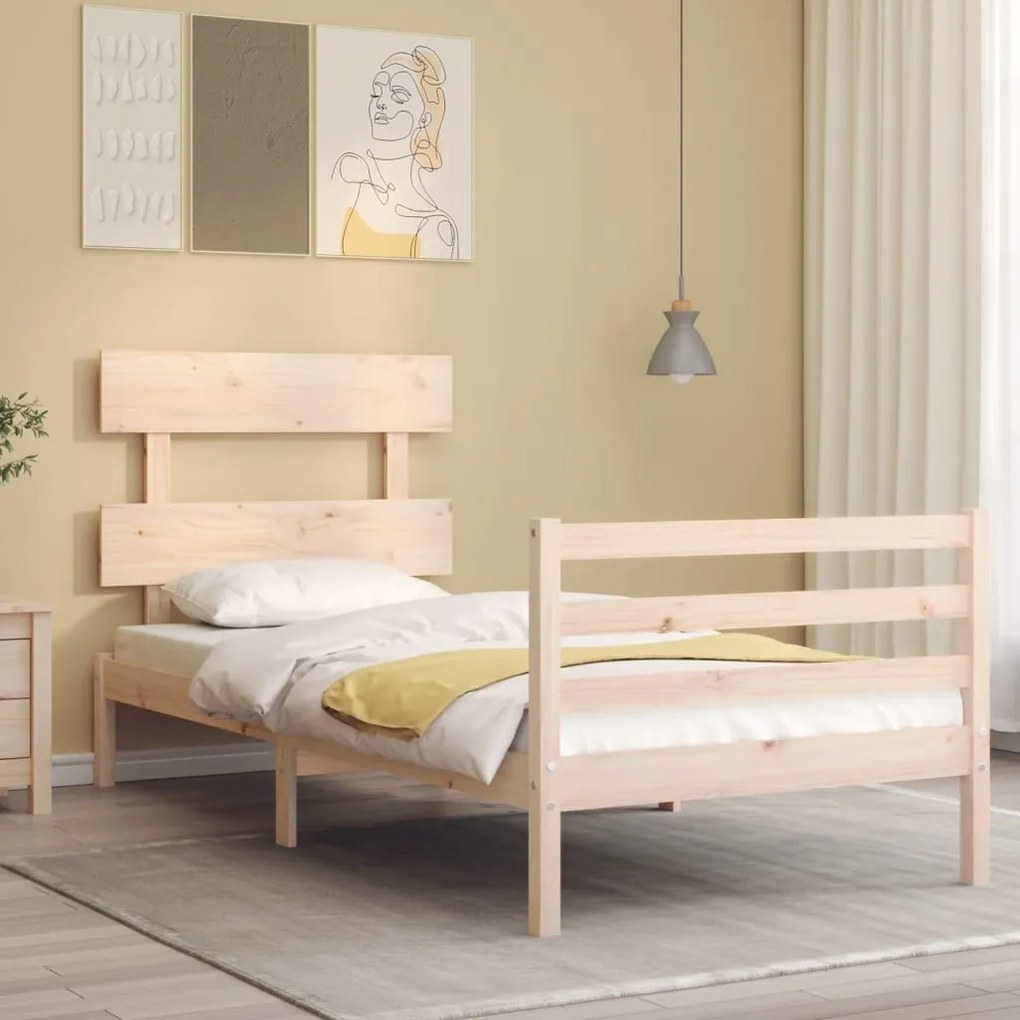 3195081 vidaXL Estrutura de cama com cabeceira 100x200 cm madeira maciça