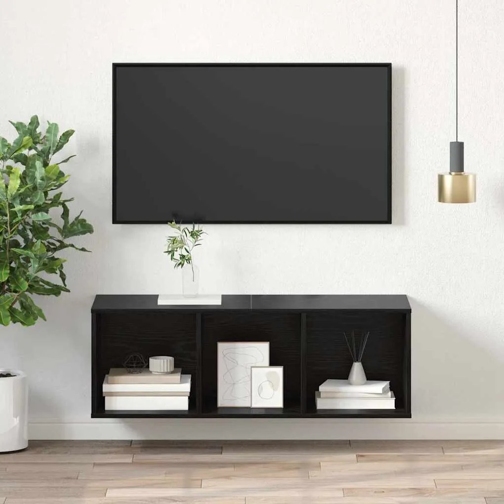 Gabinete para TV com prateleira Carvalho preto 37 x 37 x 107 cm