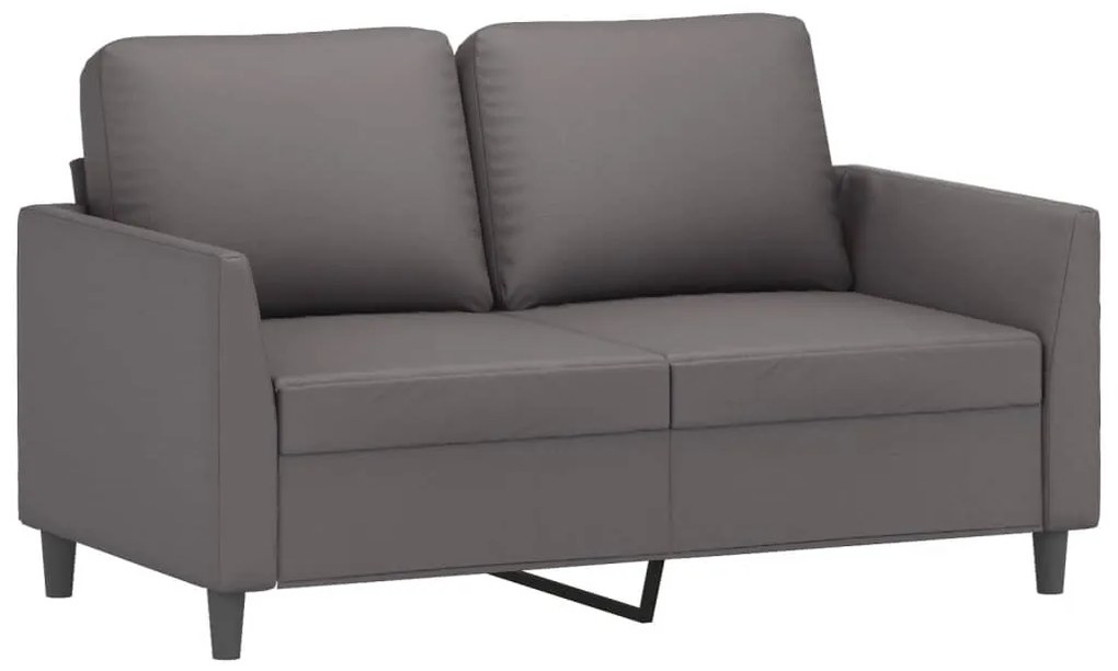 3 pcs conjunto de sofás c/ almofadões couro artificial cinzento