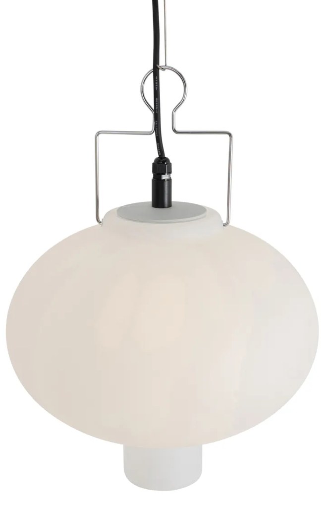 Candeeiro de suspensão exterior branco 35 cm com ficha IP44 - Pion Moderno