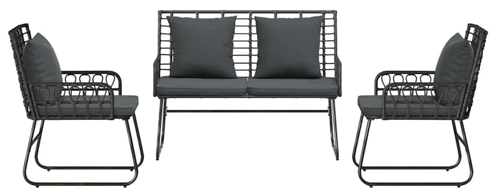 Conjunto de Jantar para Jardim 3 pcs Preto, Antracite