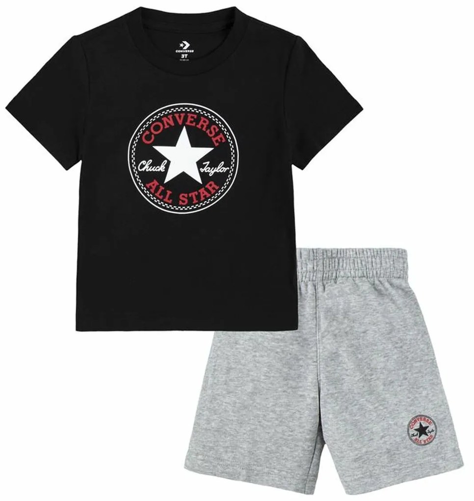 Conjunto Desportivo para Crianças Converse Core Tee Ft Short Preto Cinzento Bebés 18 Meses