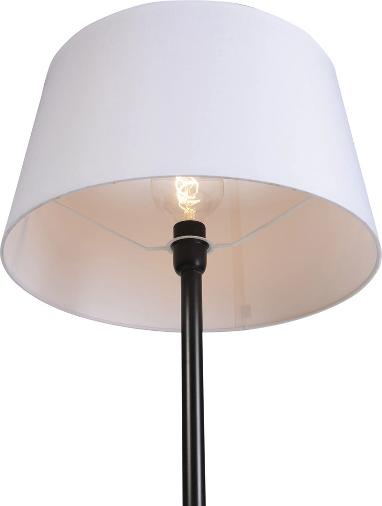 Candeeiro de pé preto com abajur de linho branco 45 cm - Simplo
