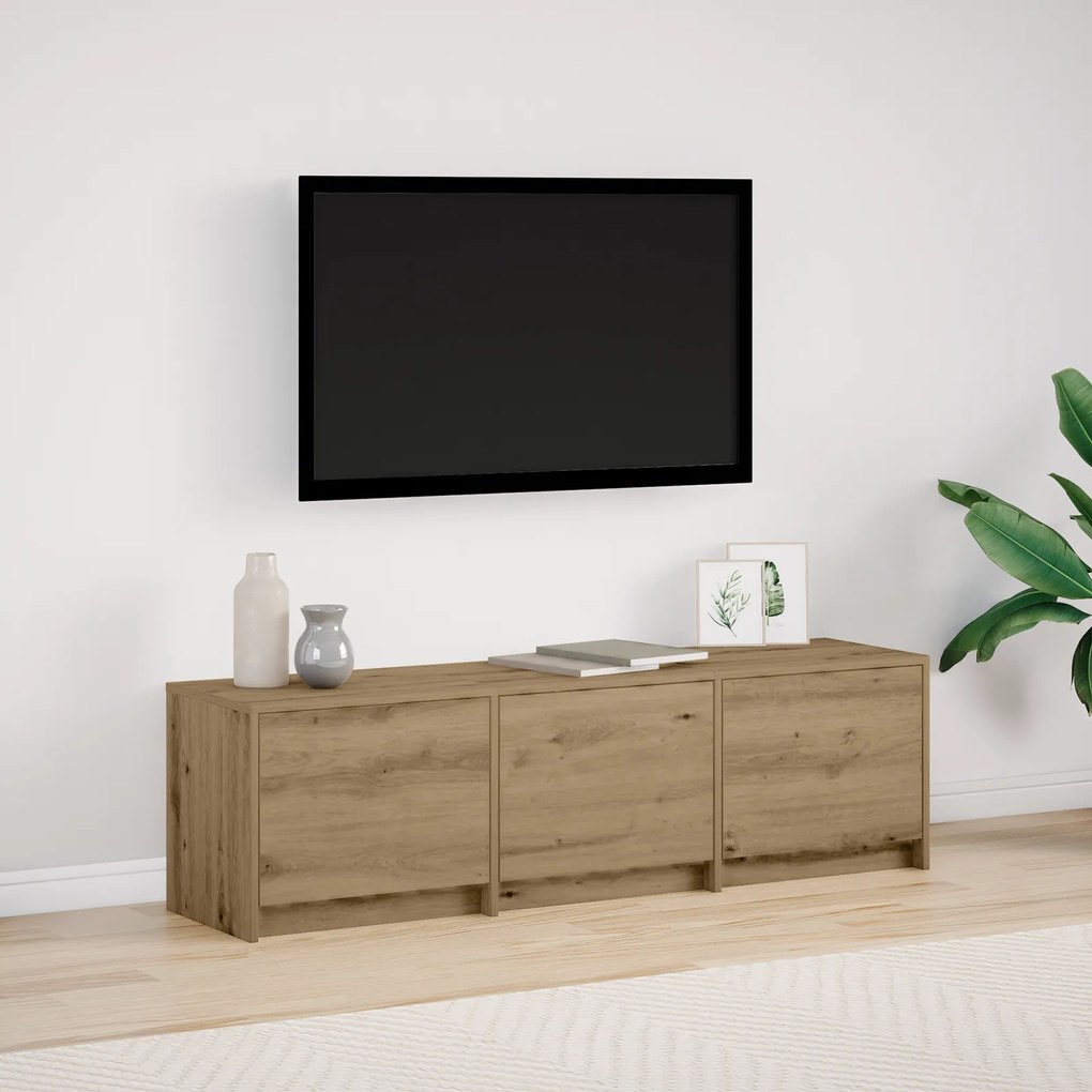 vidaXL Gabinete de TV com LED Carvalho Artesanal 140x34x40 cm Madeira Derivada