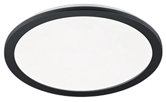 Candeeiro de teto redondo preto 40 cm com LED regulável em 3 níveis IP44 - Lope Design
