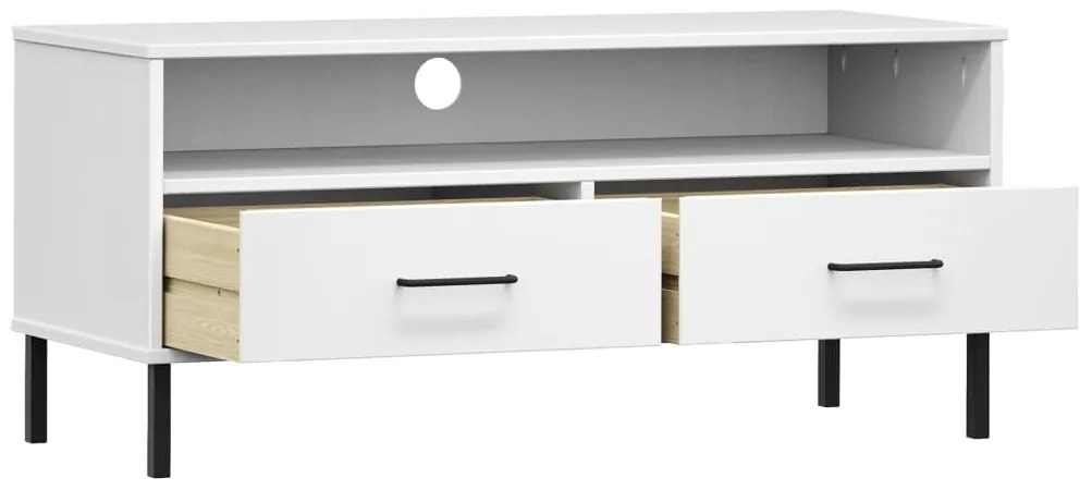 Móvel de TV c/ pernas de metal pinho maciço OSLO branco