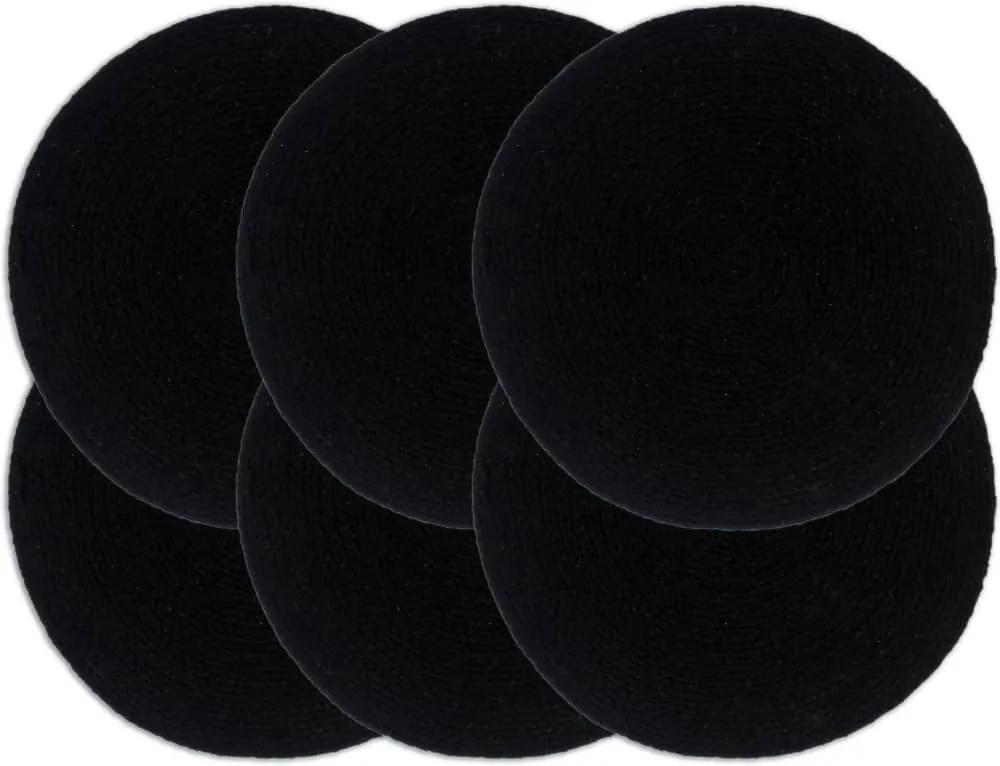Individuais de mesa 6 pcs em algodão liso 38 cm redondo preto