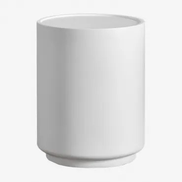 Mesa Auxiliar Para Jardim Redonda Ø35 Cm Em Cimento Darwys Branco - Sklum
