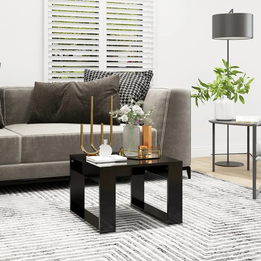 808622 vidaXL Mesa de apoio 50x50x35 cm contraplacado preto