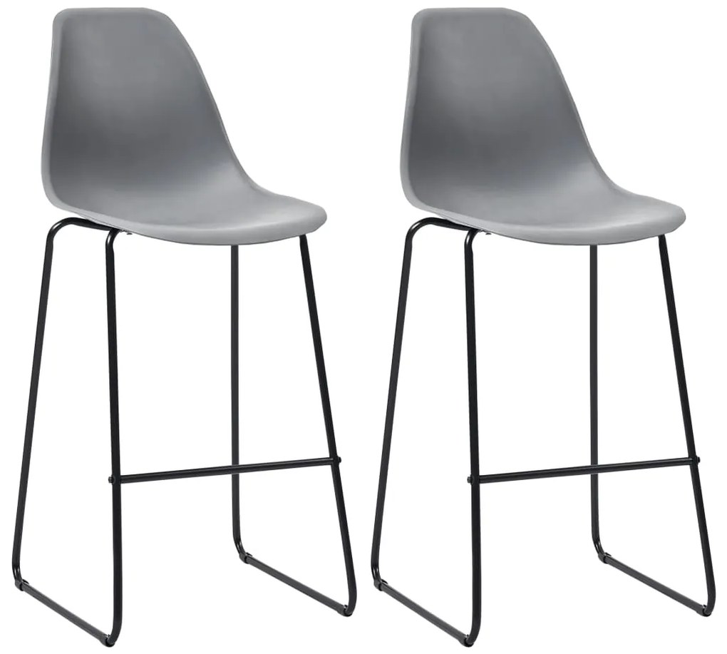 vidaXL Cadeiras de bar 2 pcs plástico cinzento