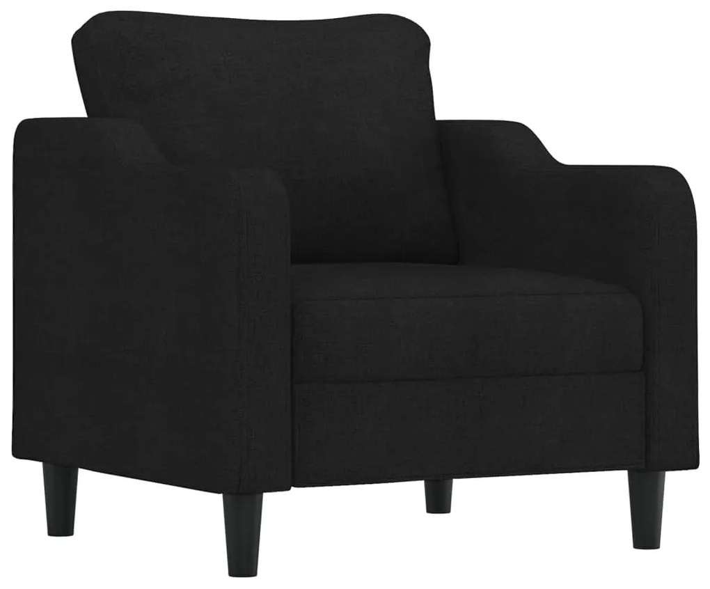 3 pcs conjunto de sofás com almofadas tecido preto