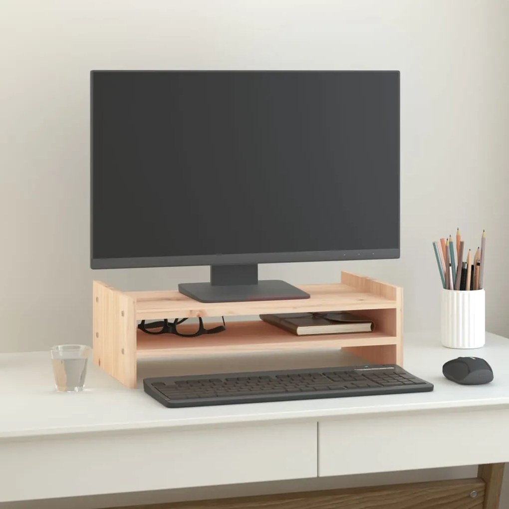 vidaXL Suporte para monitor 50x27x15 cm madeira de pinho maciça