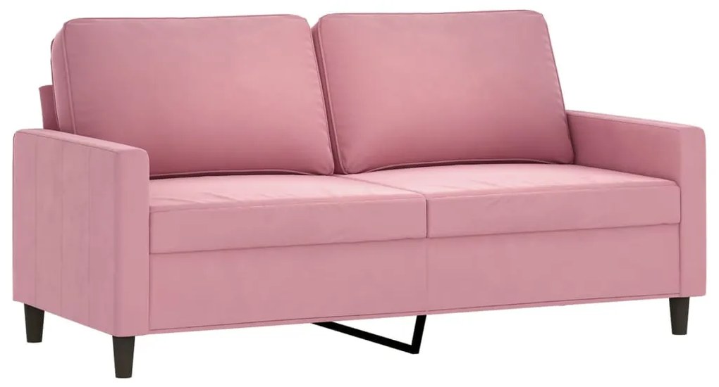 3 pcs conjunto de sofás com almofadões veludo rosa