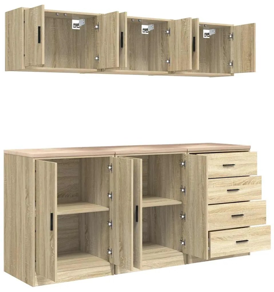 Armários de garagem 6 pcs derivados de madeira carvalho sonoma