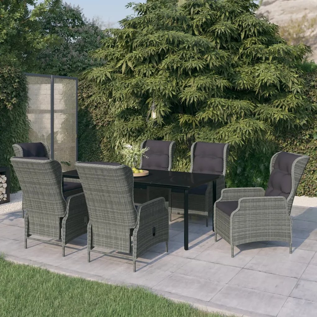 vidaXL 7 pcs conjunto de jantar para jardim cinzento-claro