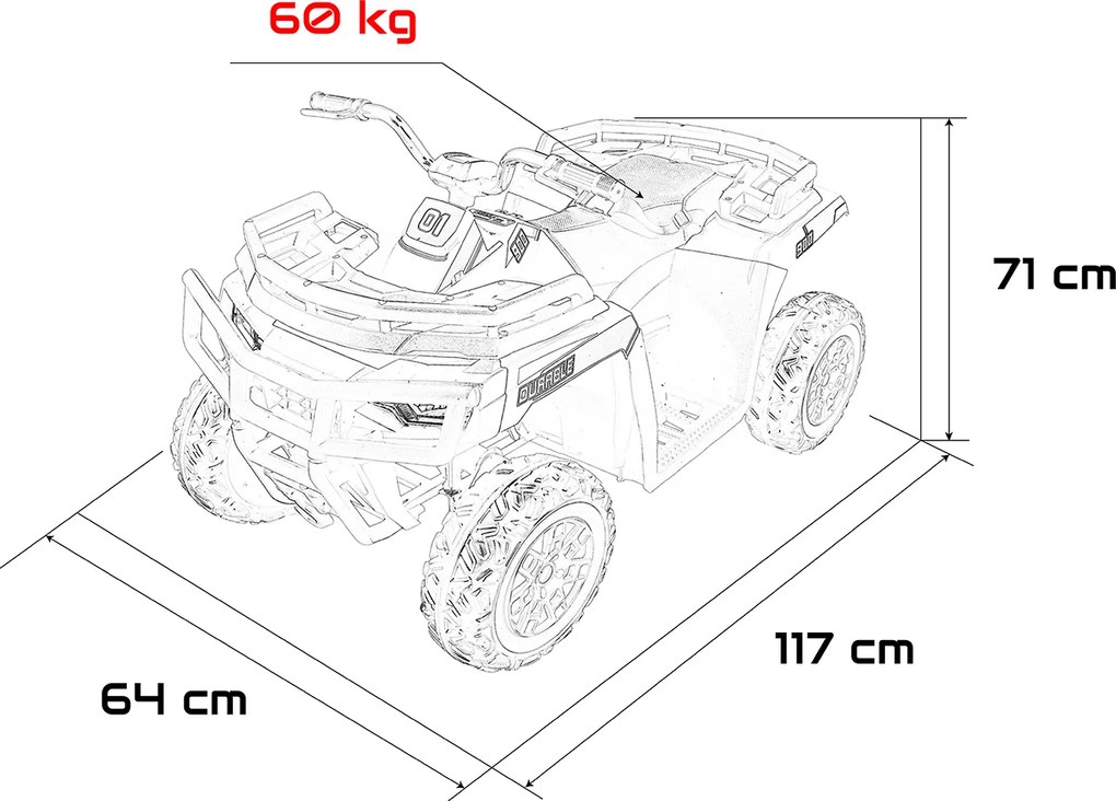 Moto 4 eletrica Crianças ATV WOLF 24V 4x4, 4 motores 200W, Rodas de espuma EVA, Assento Couro ecológico Preta