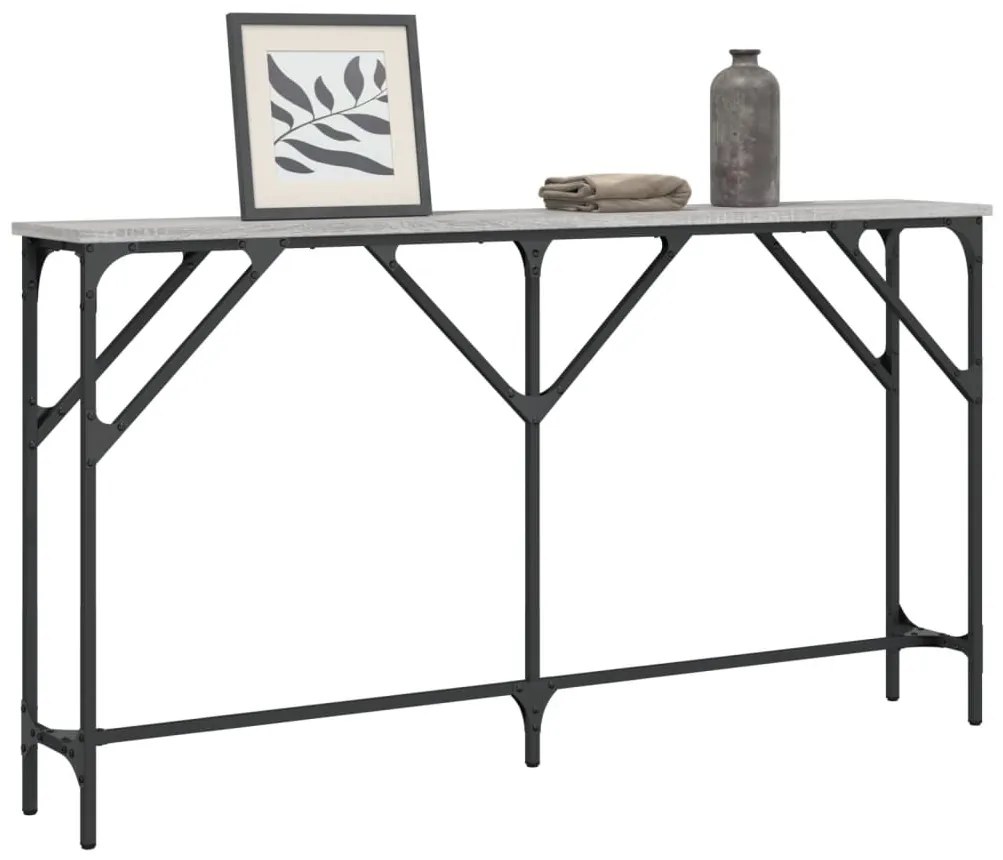 Mesa consola 140x23x75 cm derivados de madeira cinzento sonoma