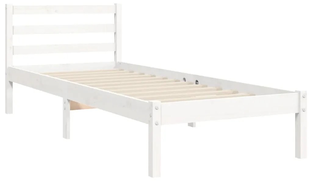 Estrutura de cama com cabeceira 100x200cm madeira maciça branco