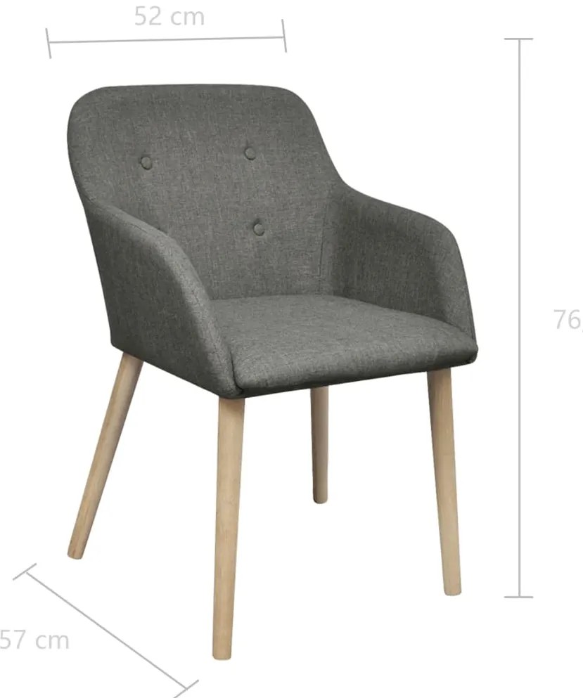 Cadeiras jantar 2 pcs tecido cinzento-claro e carvalho maciço