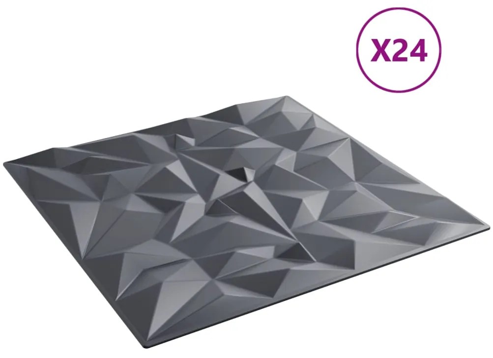 Painéis de parede 24 pcs 50x50 cm 6m² XPS ametista cinzento