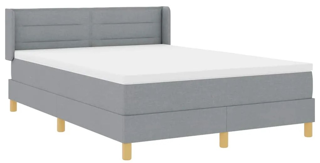 Cama Box com Colchão Cinza Claro, 140 x 200 cm, Tecido