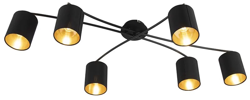 Candeeiro de teto moderno preto 6 luzes - Lofty Moderno